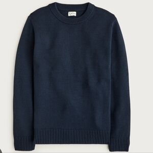 J. Crew Hand Knit Crewneck Sweater Navy Blue Fishermans 100% Cotton
